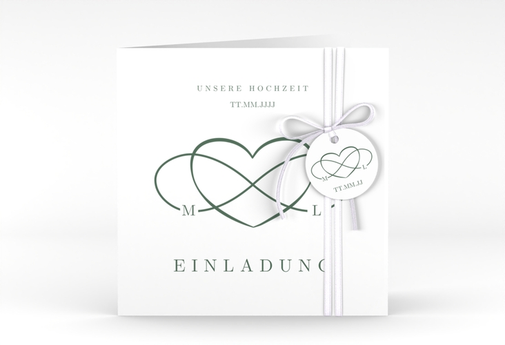 Hochzeitseinladung Infinity quadr. Klappkarte gruen
