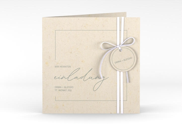 Hochzeitseinladung Simple Line quadr. Klappkarte beige