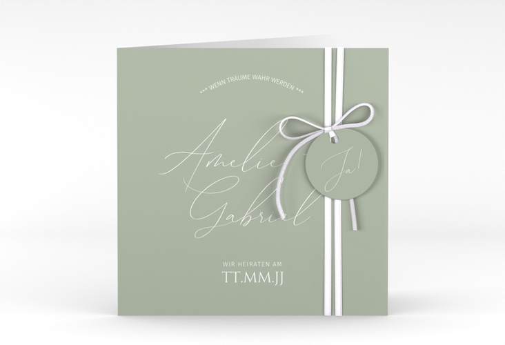 Hochzeitseinladung Federschrift quadr. Klappkarte in schlichtem Design mit Kalligrafie
