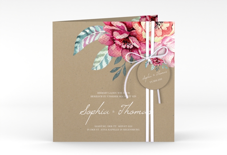Hochzeitseinladung Blooming quadr. Klappkarte