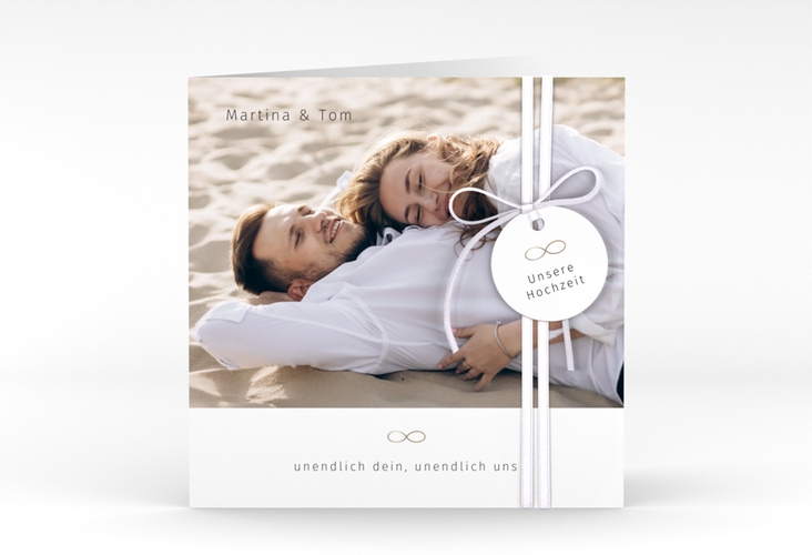 Hochzeitseinladung Unendlich Liebe quadr. Klappkarte weiss