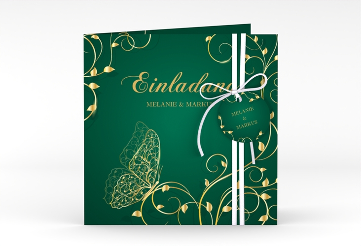 Hochzeitseinladung Eternity quadr. Klappkarte gruen hochglanz