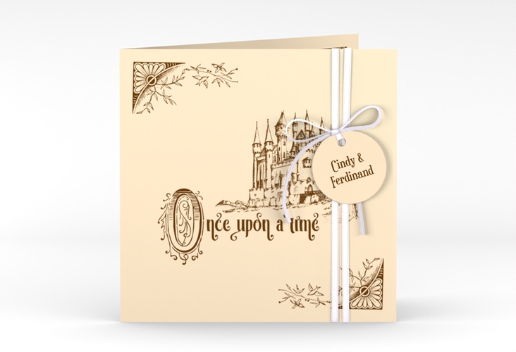 Hochzeitseinladung Storybook quadr. Klappkarte mit Märchenschloss