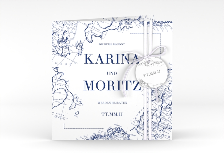Hochzeitseinladung Voyage quadr. Klappkarte
