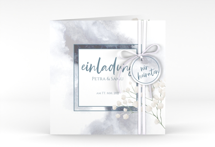 Hochzeitseinladung Winter quadr. Klappkarte mit Schleierkraut