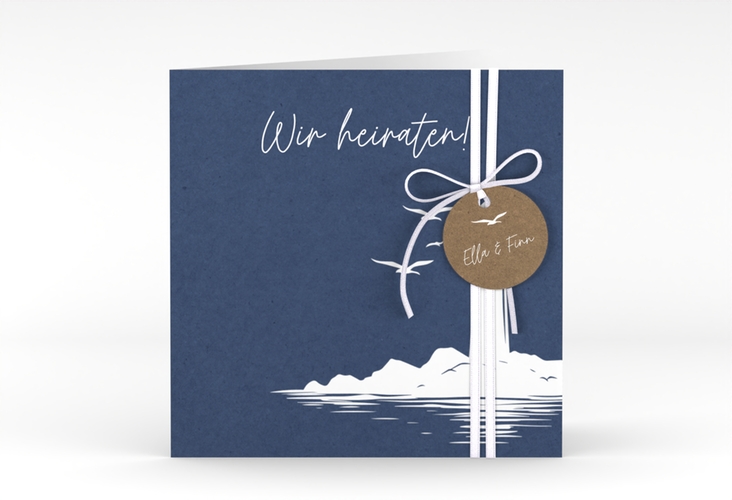 Hochzeitseinladung Leuchtturm quadr. Klappkarte