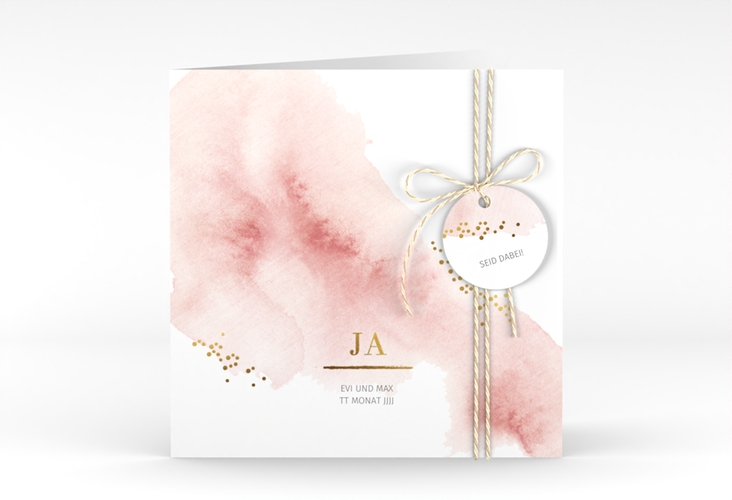 Hochzeitseinladung Pastell quadr. Klappkarte rosa