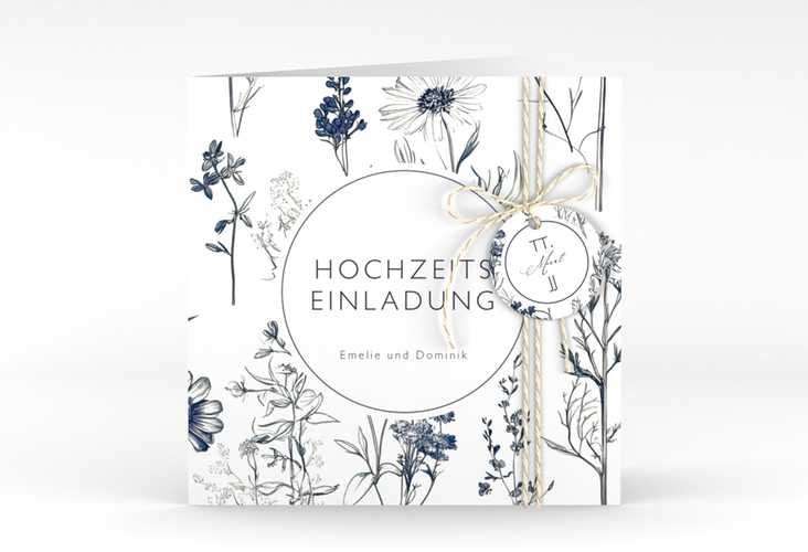 Hochzeitseinladung Chinoiserie Floral quadr. Klappkarte