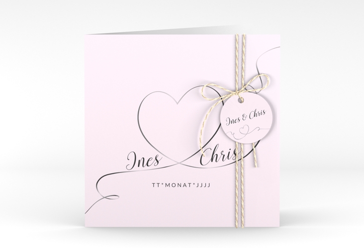 Hochzeitseinladung Dolce quadr. Klappkarte rosa hochglanz