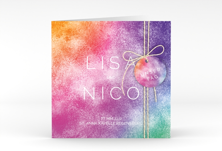 Hochzeitseinladung Colorful quadr. Klappkarte bunt