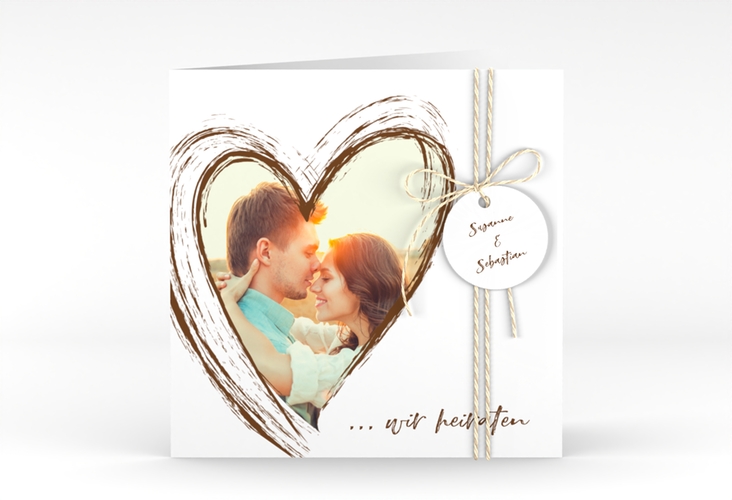 Hochzeitseinladung Liebe quadr. Klappkarte braun