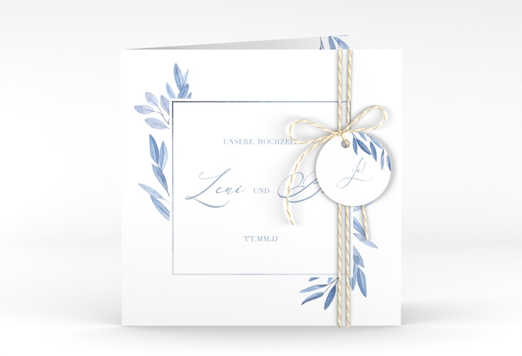 Hochzeitseinladung Classicblue quadr. Klappkarte