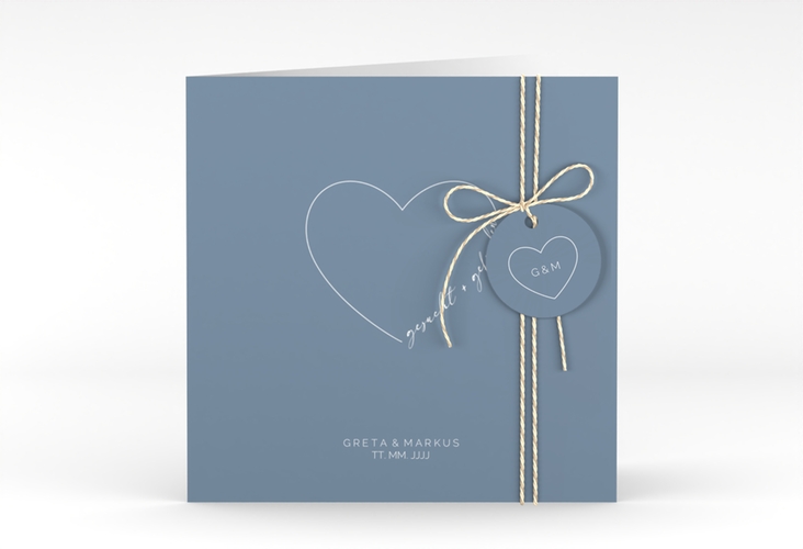 Hochzeitseinladung Lebenstraum quadr. Klappkarte blau