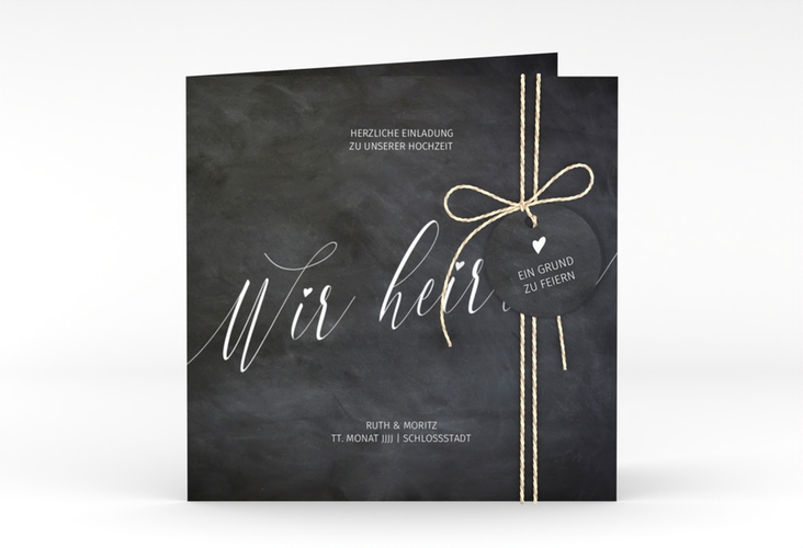 Hochzeitseinladung Chalkboard quadr. Klappkarte mit Folienveredelung
