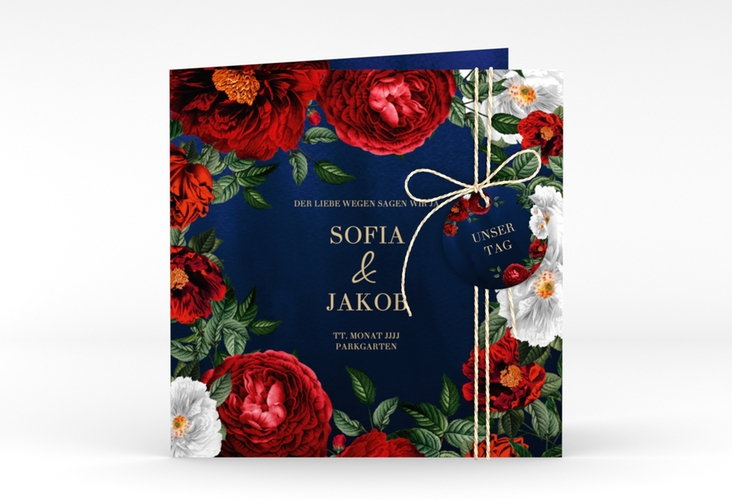 Einladungskarte Hochzeit "Florista" quadratische Klappkarte hochglanz
