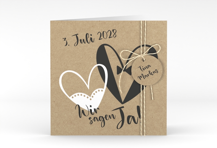 Hochzeitseinladung Dresscode quadr. Klappkarte Kraftpapier