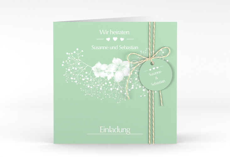 Hochzeitseinladung Jena quadr. Klappkarte mint hochglanz