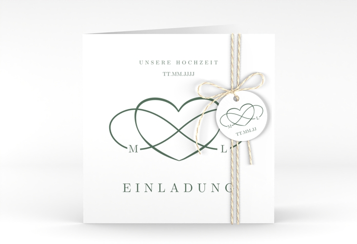 Hochzeitseinladung Infinity quadr. Klappkarte gruen