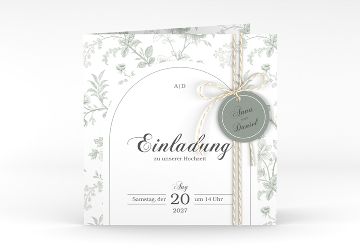 Hochzeitseinladung Très Chic quadr. Klappkarte gruen