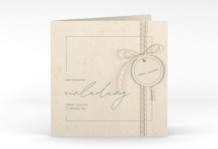 Hochzeitseinladung Simple Line quadr. Klappkarte beige