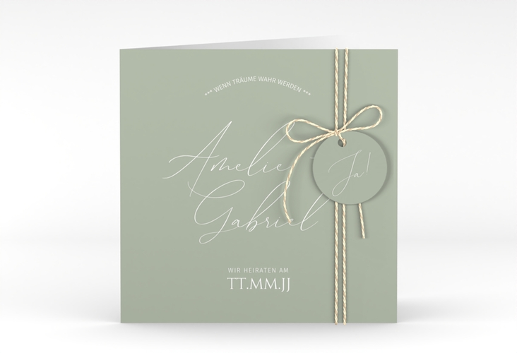Hochzeitseinladung Federschrift quadr. Klappkarte in schlichtem Design mit Kalligrafie