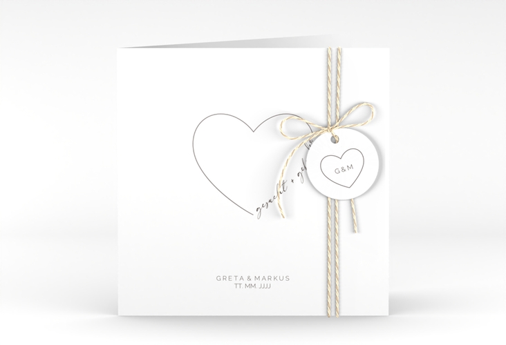 Hochzeitseinladung Lebenstraum quadr. Klappkarte weiss hochglanz