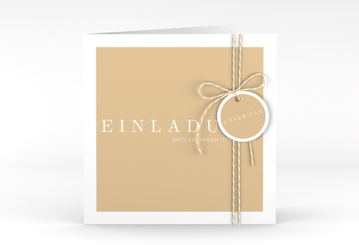 Hochzeitseinladung Simply quadr. Klappkarte beige