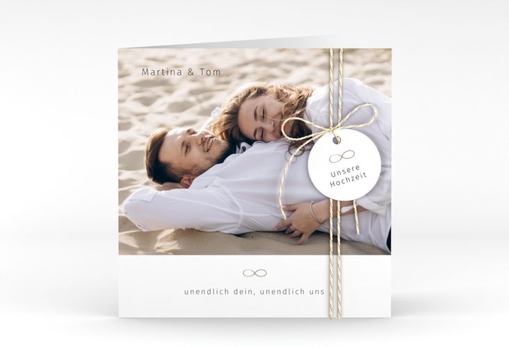 Hochzeitseinladung Unendlich Liebe quadr. Klappkarte weiss