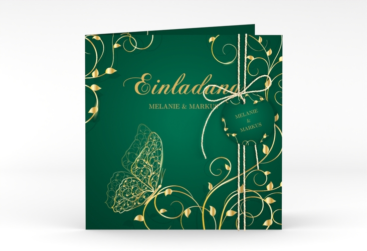 Hochzeitseinladung Eternity quadr. Klappkarte gruen hochglanz
