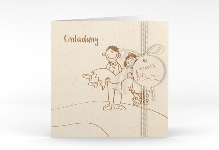 Hochzeitseinladung Pisa quadr. Klappkarte beige