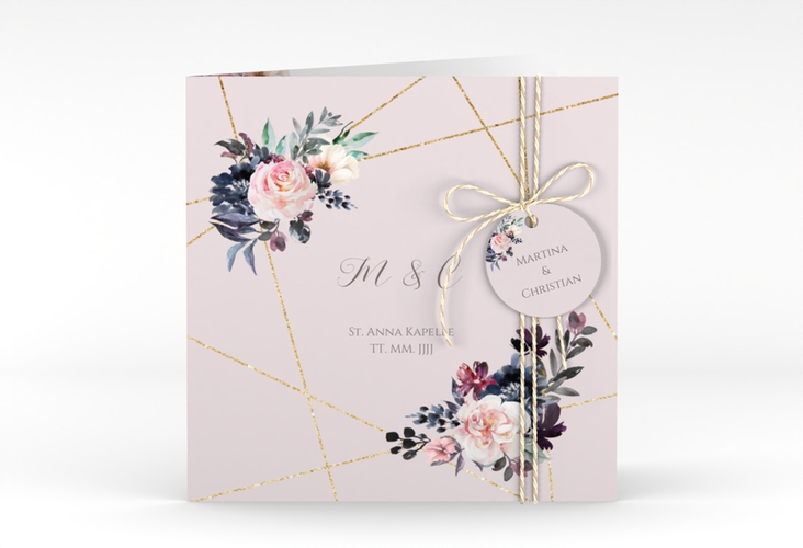 Hochzeitseinladung Azalie quadr. Klappkarte rosa