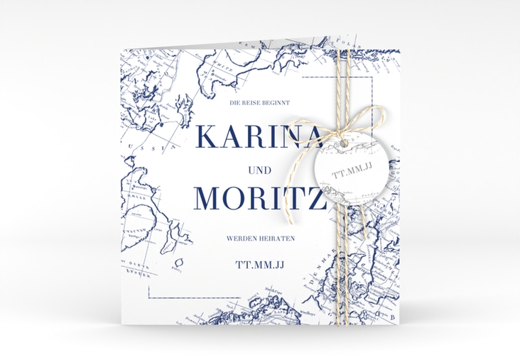 Hochzeitseinladung Voyage quadr. Klappkarte