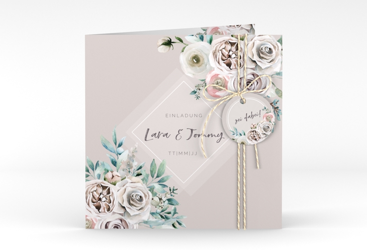 Hochzeitseinladung "Romance" quadratische Klappkarte