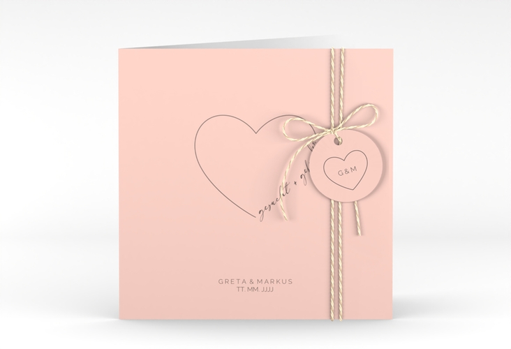 Hochzeitseinladung Lebenstraum quadr. Klappkarte rosa hochglanz