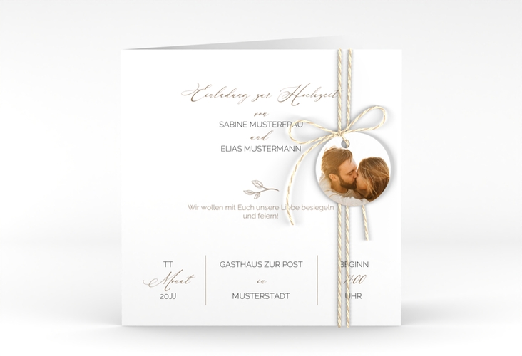 Hochzeitseinladung Plain quadr. Klappkarte weiss hochglanz