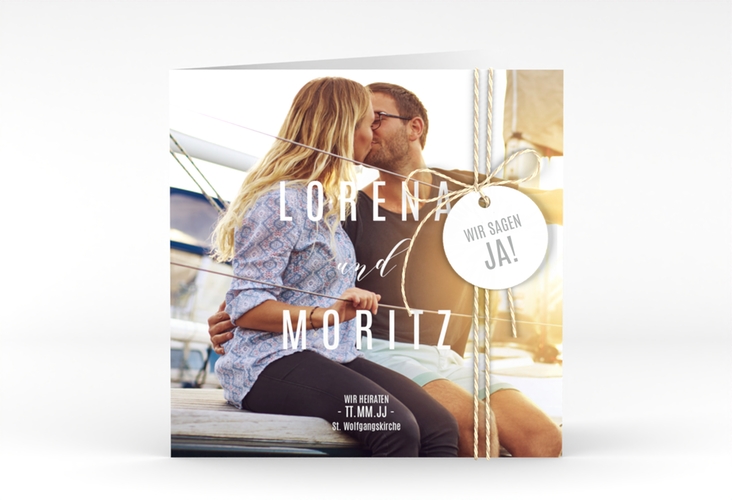 Hochzeitseinladung Memory quadr. Klappkarte