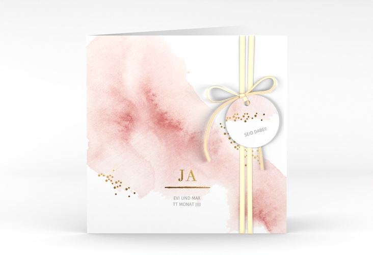 Hochzeitseinladung Pastell quadr. Klappkarte rosa