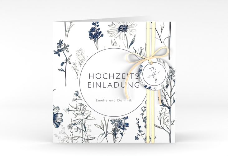 Hochzeitseinladung Chinoiserie Floral quadr. Klappkarte