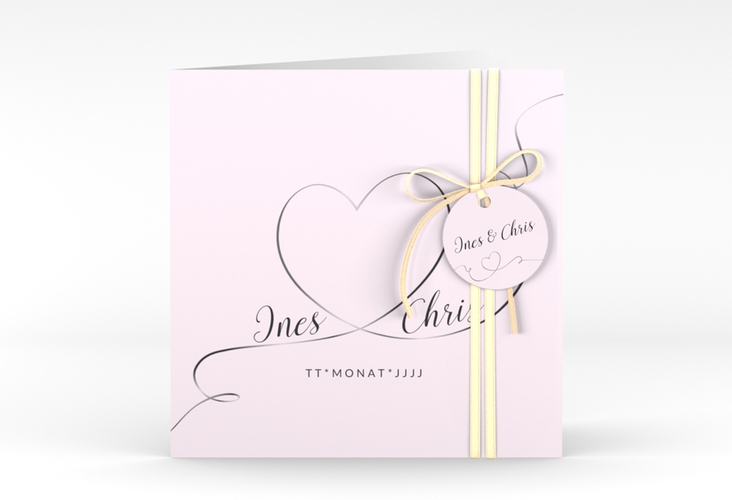 Hochzeitseinladung Dolce quadr. Klappkarte rosa hochglanz