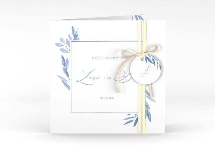 Hochzeitseinladung Classicblue quadr. Klappkarte