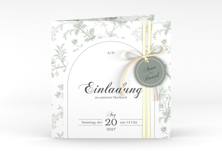 Hochzeitseinladung Très Chic quadr. Klappkarte gruen