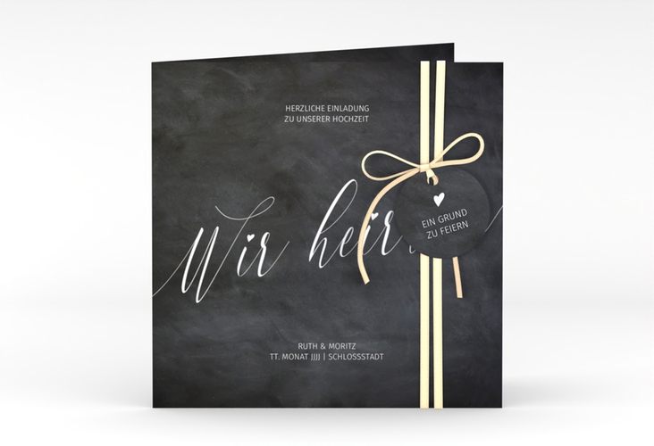 Hochzeitseinladung Chalkboard quadr. Klappkarte mit Folienveredelung