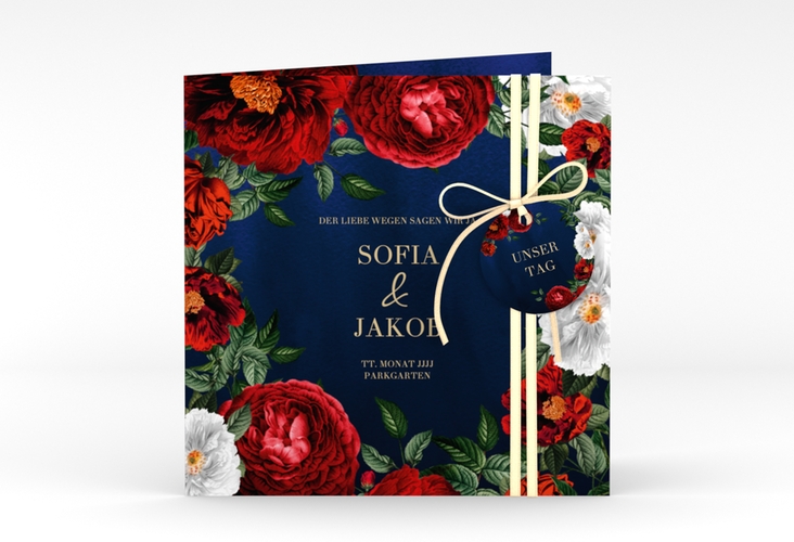 Einladungskarte Hochzeit "Florista" quadratische Klappkarte hochglanz