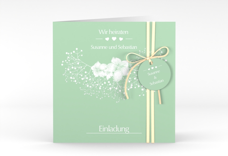 Hochzeitseinladung Jena quadr. Klappkarte mint hochglanz