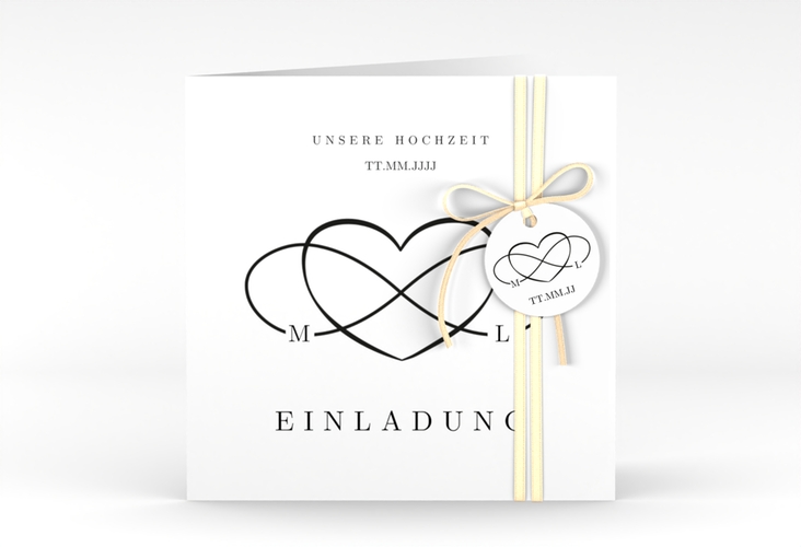 Hochzeitseinladung Infinity quadr. Klappkarte schwarz
