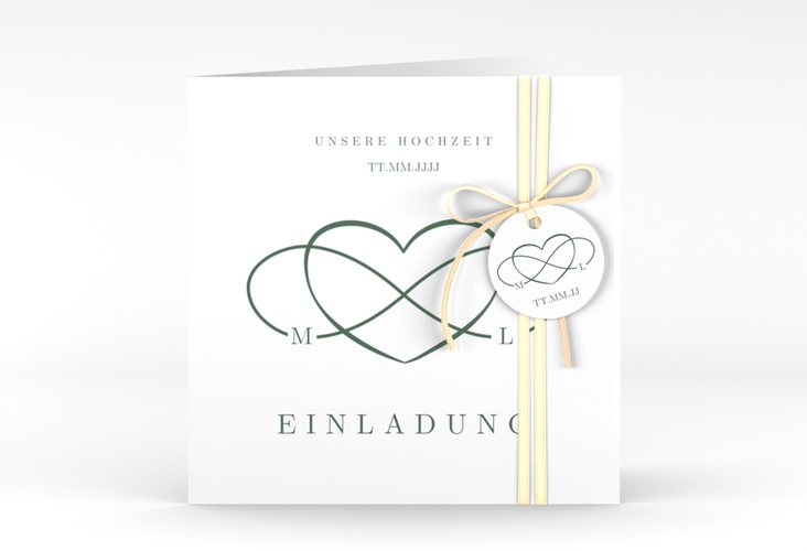 Hochzeitseinladung Infinity quadr. Klappkarte gruen