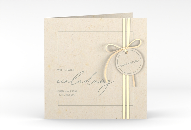 Hochzeitseinladung Simple Line quadr. Klappkarte beige