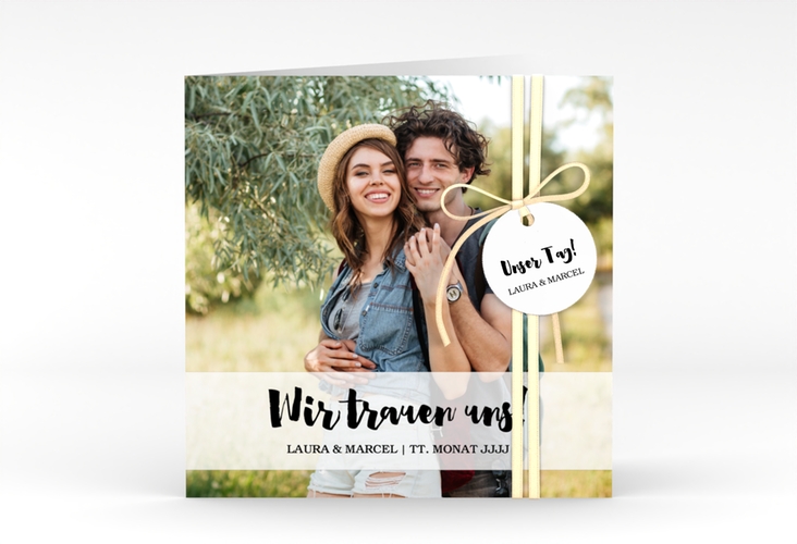 Hochzeitseinladung Mirage quadr. Klappkarte weiss hochglanz
