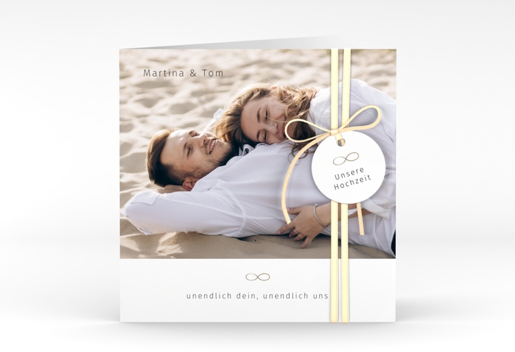 Hochzeitseinladung Unendlich Liebe quadr. Klappkarte weiss
