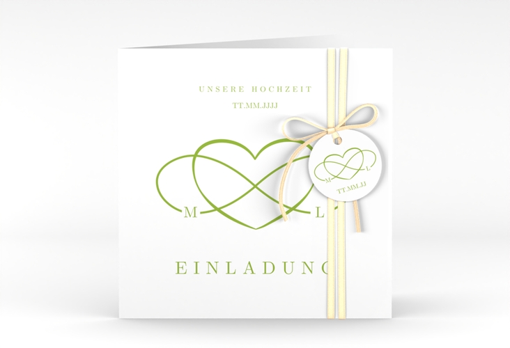 Hochzeitseinladung Infinity quadr. Klappkarte gruen